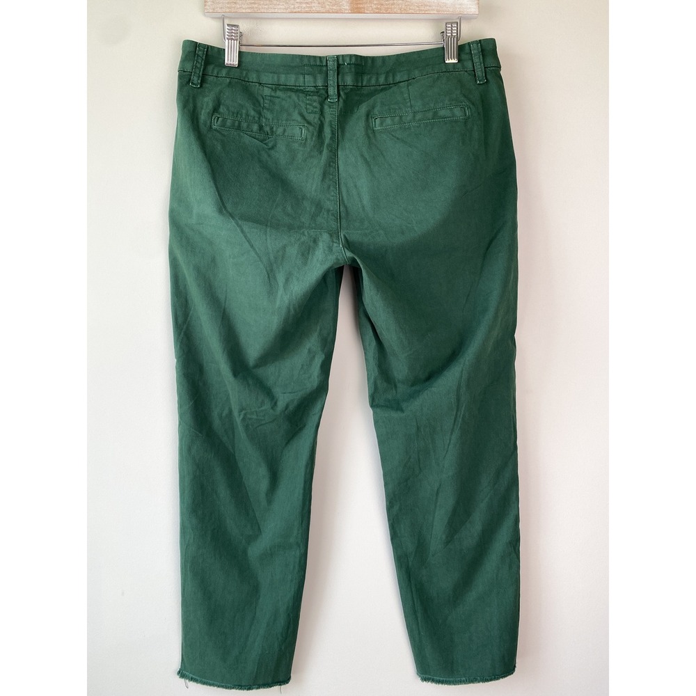 Frank & Eileen Womens Wicklow Chino Pants 8 Green Raw Hem Italian Cotton Classic - Picture 6 of 12
